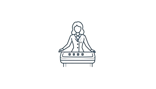 Line art illustration of a woman playing a keyboard instrument