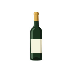 Elegant dark green wine bottle with blank label and golden foil cap isolated on a clean white background