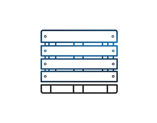 Line drawing of a simple wooden pallet with four stacked boards