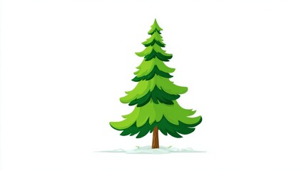 Obraz premium A vibrant illustration of a green Christmas tree with a brown trunk, standing on a white background.