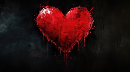 Red Heart with Black Background Wallpaper, Bold and Dramatic Love Design.