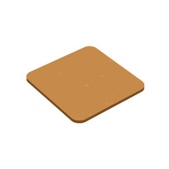 A solitary light brown square biscuit or cracker with rounded edges, displayed on a clean white background.