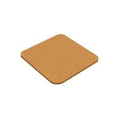 Isometric Brown Square Biscuit with Rounded Corners and Speckled Texture, Ideal for Snack Food Designs