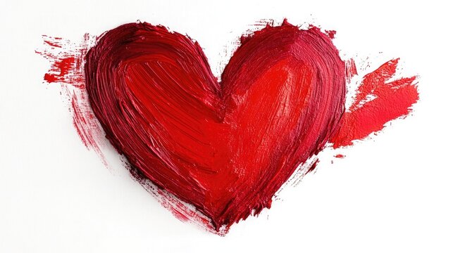 Red Love Heart Made of Rough Strokes, Isolated Over a White Background. - Powered by Adobe