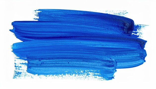 Bold, layered brushstrokes of rich blue paint on a clean white background - Powered by Adobe