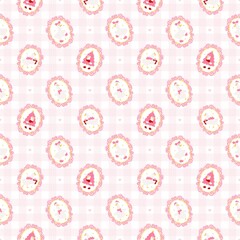 Pink Christmas Seamless Pattern with Cute Goose and Bear in Winter Outfits, Cute Goose Background