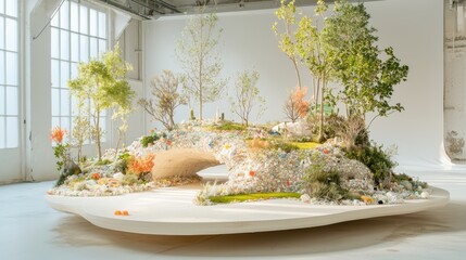 Exploring Circular Economy Through a Beautiful Sculpture Displaying Floral and Plant Harmony
