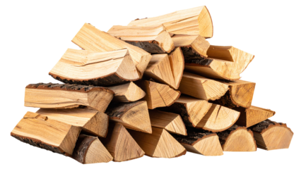 stack of firewood isolated on white background