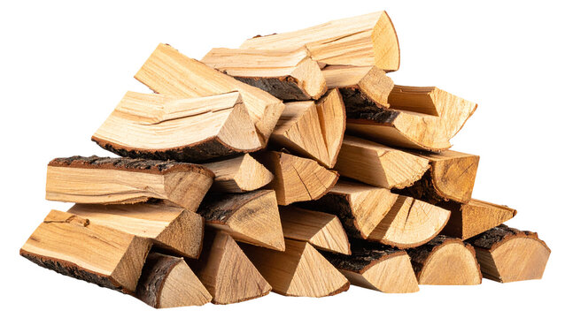 stack of firewood isolated on white background - Powered by Adobe