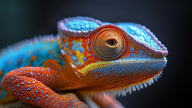 Colorful Chameleon Close-Up - A Vibrant Portrait of Natures Master of Disguise.