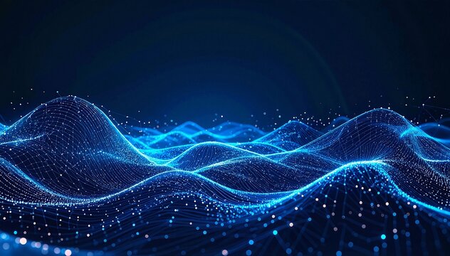 A vibrant blue background features an intricate pattern of intersecting lines and scattered dots, creating a dynamic and modern visual texture. - Powered by Adobe