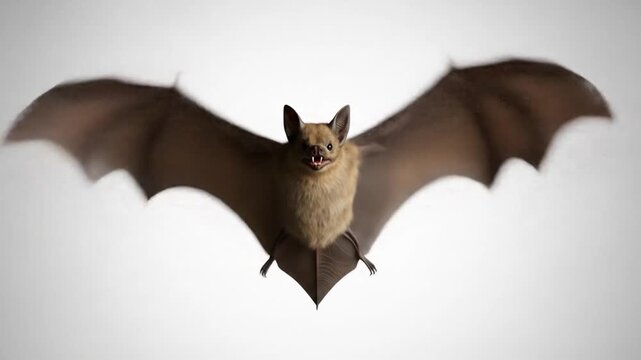 Menacing furry bat with spread wings