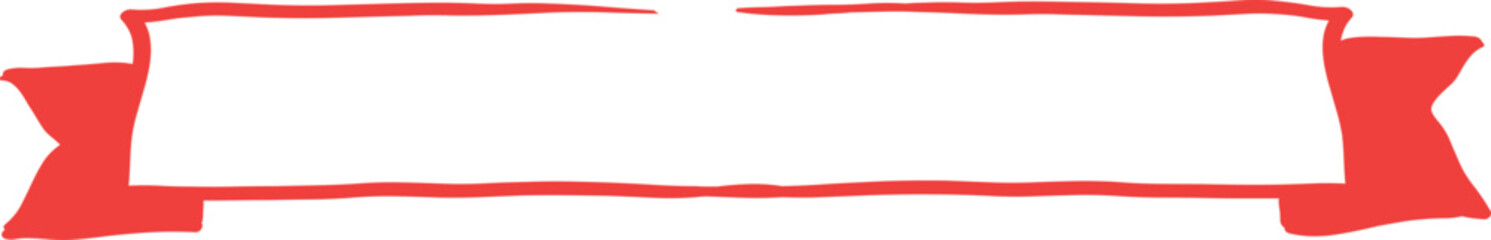 Red Hand Drawn Ribbon Banner with Transparent Background sketch