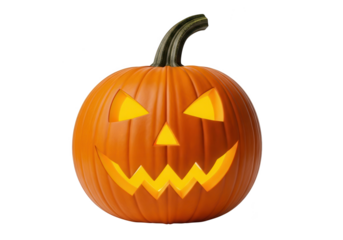 Vector art of a single carved halloween pumpkin with a glowing face