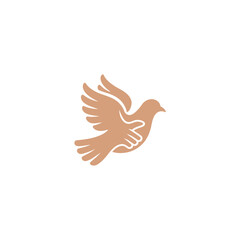 Soft dove icon, gentle flight shape, hope and harmony theme, minimalist bird illustration, universal peace branding vector