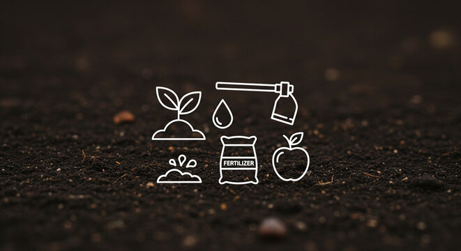 illustration of icon image for farming combined with ground background