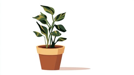 An isolated houseplant with green foliage in a potted decoration for home gardening growth