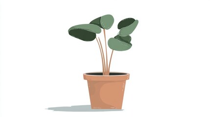 Illustration of a plant with round leaves in a terracotta pot.