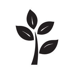 Minimal Coffee Plant Silhouette Featuring Iconic Bean Shape