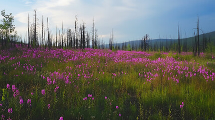 A beautiful floral scene featuring colorful and delicate flowers in a natural setting