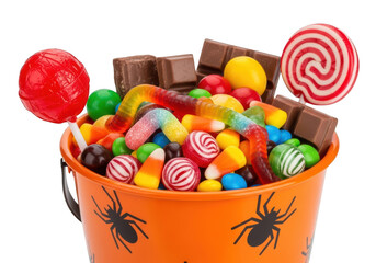 Vector art of bucket full of halloween candy and sweets
