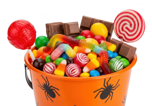 Vector art of bucket full of halloween candy and sweets - Powered by Adobe