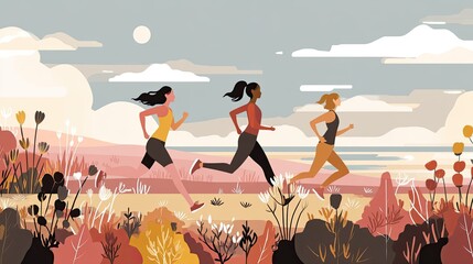 Fototapeta na wymiar Flat Vector Illustration of Fitness and Running Activity