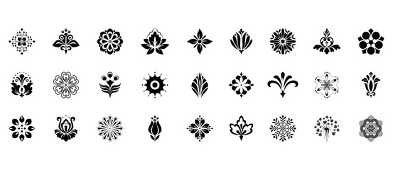 Flower icons set. Isolated elements for design. Vector graphics.