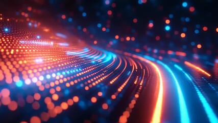 Futuristic High Speed Light Trails in a Digital Tunnel. - Powered by Adobe