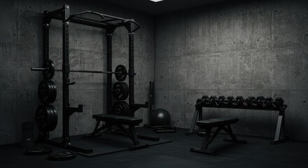 Empty gym interior nighttime