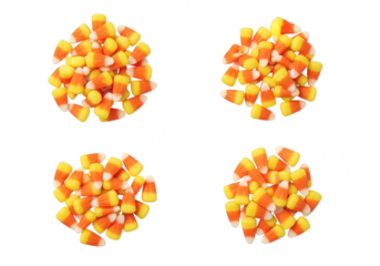 Vector art of four piles of candy corn