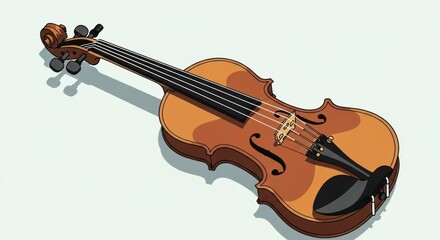 Fototapeta premium Detailed illustration of a violin with shadows and an isolated design