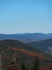 Scenic panoramic view of Laurentian mountains in autumn season