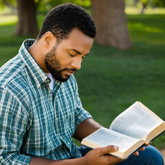 Fototapeta premium a christian man reading the bible.