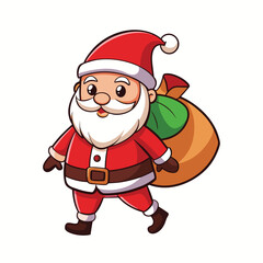 cartoon santa claus with bag of gifts