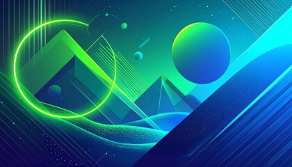 Abstract digital artwork with geometric shapes and vibrant gradients