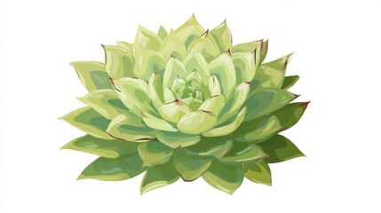 Fototapeta premium Detailed digital illustration of a vibrant green succulent plant with a beautiful rosette shape on a white background.