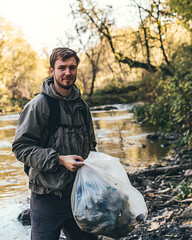 recycling and nature themes: photos of trees sprouting from waste, Earth held above trash, and green initiatives with ample blank spaces for environmental messages.