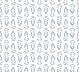 Flower geometric pattern. Seamless vector background. White and gray ornament. Ornament for fabric, wallpaper, packaging. Decorative print
