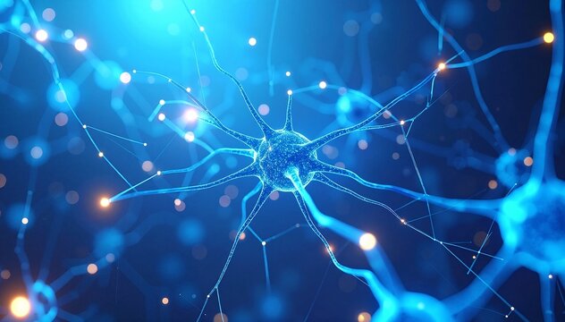 A close-up view of interconnected neurons and glial cells, showcasing their intricate structures and vibrant colors, illustrating the complexity of the nervous system.