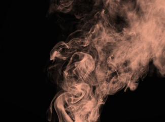 Single Stream of Peach Colored Smoke on Black abstract