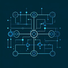 Abstract digital network schematic of connections and nodes, futuristic