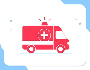 Red ambulance icon with minimalist style