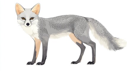 Obraz premium Gray fox illustration on white background ideal for design and print projects