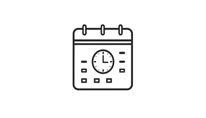 Simple calendar icon with clock