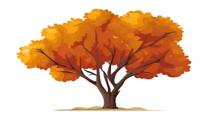 Illustration of a tree with orange leaves, likely representing autumn or fall foliage.