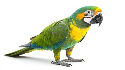 Colorful parrot portrait isolated on white background vibrant feathers