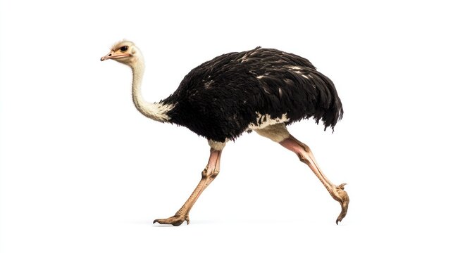 Ostrich walking isolated against white background ready for design - Powered by Adobe