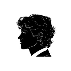 silhouette of a young man wavy hair, side profile
