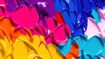 Vibrant paint swirls in yellow, pink, purple, blue, orange, and